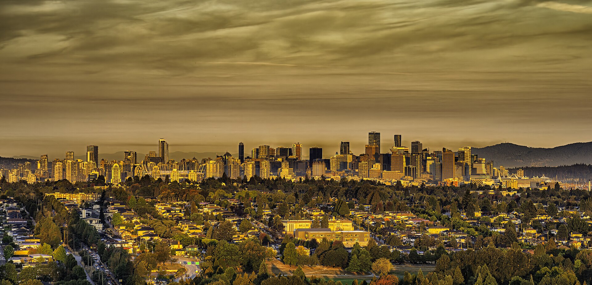 Vancouver Skyline bei Dämmerung